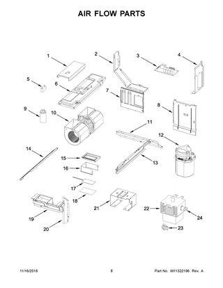 Air Flow Parts Diagram and Parts List for YWML75011HB4  Whirlpool Microwave