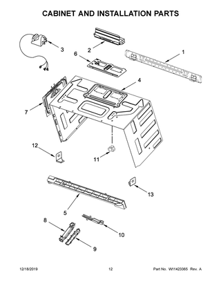 Cabinet And Installation Parts Diagram and Parts List for YKMHC319EBS4  Whirlpool Microwave