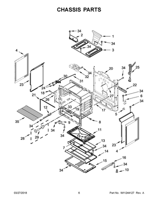 Chassis Parts Diagram and Parts List for WFG510S0HB0  Whirlpool Range