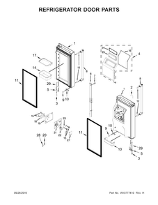 Refrigerator Door Parts Diagram and Parts List for KRMF606ESS00  KitchenAid Refrigerator
