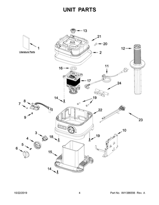 Unit Parts Diagram and Parts List for KSBC1B2BM0  Whirlpool Blender