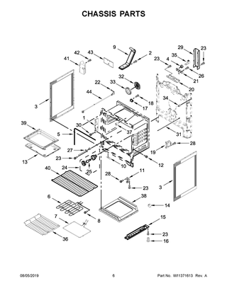 Chassis Parts Diagram and Parts List for YWFE775H0HB1  Whirlpool Range