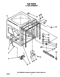Tub Diagram and Parts List for GDP6880XLP0  Whirlpool Dishwasher