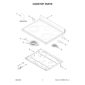 Cooktop Parts Diagram and Parts List for WFES4530SB0  Whirlpool Range