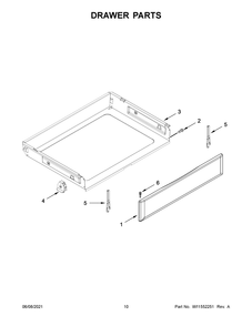 Drawer Parts Diagram and Parts List for MER6600FW3  Whirlpool Range