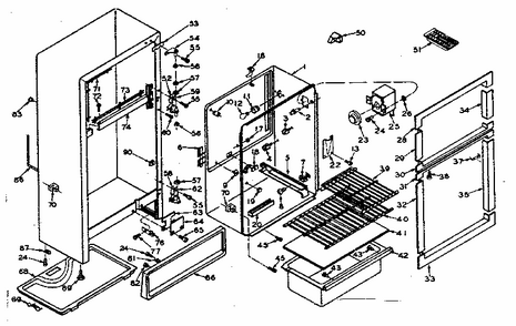 Refrigerator Cabinet Diagram and Parts List for 106U12D  Kenmore Refrigerator