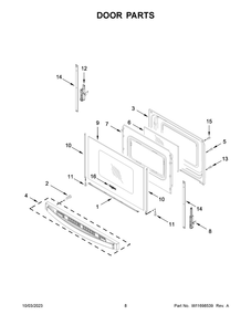 Door Parts Diagram and Parts List for WFE505W0JZ4  Whirlpool Range