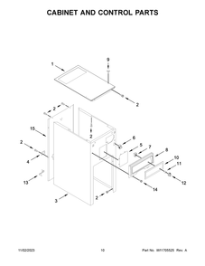 Cabinet And Control Parts Diagram and Parts List for GACP15XXMG5  Whirlpool Trash Compactor
