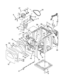 Cabinet Parts Diagram and Parts List for WGD8900BC0  Whirlpool Dryer