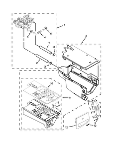 Dispenser Parts Diagram and Parts List for WFW61HEBW0  Whirlpool Washer