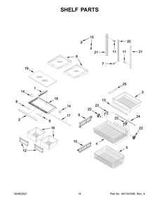 Shelf Parts Diagram and Parts List for MBB1957FEW03  Whirlpool Refrigerator