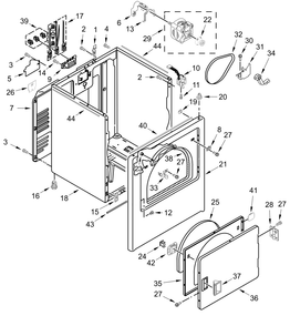 Cabinet Parts Diagram and Parts List for WED4105SW0  Whirlpool Dryer