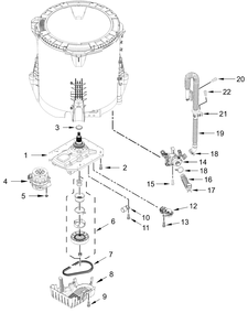 Gearcase, Motor And Pump Parts Diagram and Parts List for MVW6230HW4,MVW6230HC4  Whirlpool Washer