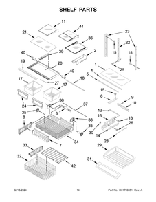Shelf Parts Diagram and Parts List for KRFF305EBS07  KitchenAid Refrigerator