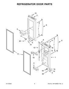 Refrigerator Door Parts Diagram and Parts List for WRX735SDHZ04  Whirlpool Refrigerator
