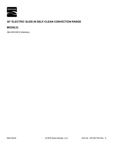 Cover Sheet Diagram and Parts List for 664C95123610  Kenmore Range