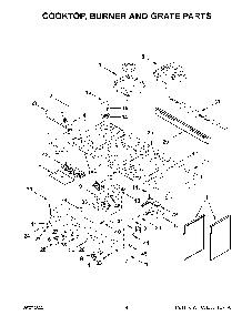 Cooktop, Burner And Grate Parts Diagram and Parts List for KFGC558JSS05  KitchenAid Range