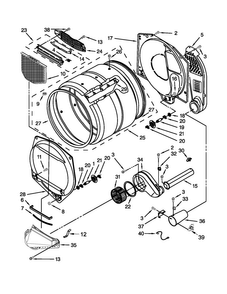 Bulkhead Parts Diagram and Parts List for 3LWGD4800YQ3  Whirlpool Dryer