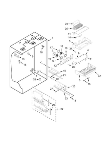 Refrigerator Liner Parts Diagram and Parts List for KBFN502EBS00  KitchenAid Refrigerator
