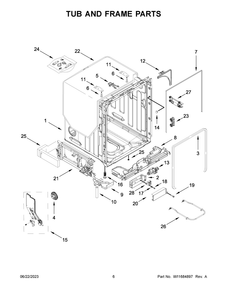Tub And Frame Parts Diagram and Parts List for WDT970SAKZ2  Whirlpool Dishwasher