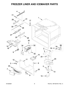 Freezer Liner And Icemaker Parts Diagram and Parts List for JFC2089BEM04  Whirlpool Refrigerator
