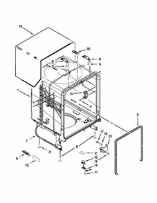 Tub And Frame Parts Diagram and Parts List for 66513272K116  Kenmore Dishwasher
