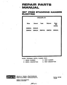 Front Cover Diagram and Parts List for 2354*3A  Roper Range