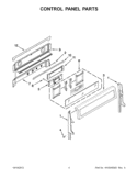 CONTROL PANEL PARTS Diagram and Parts List for KDRS505XSS03  KitchenAid Range