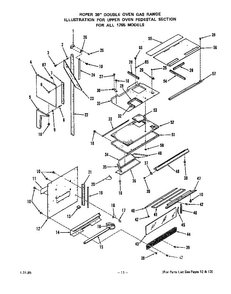 Upper Oven Pedestal Diagram and Parts List for 1765*0A  Roper Range
