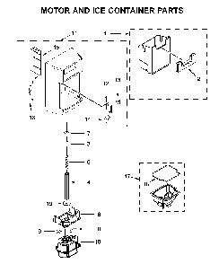 Motor and ice container parts Diagram and Parts List for 10651782413  Kenmore Refrigerator