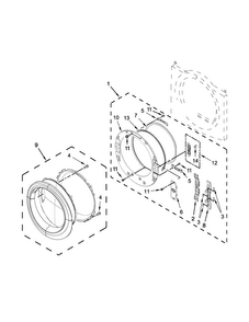 Door Parts Diagram and Parts List for WED71HEDW1  Whirlpool Dryer