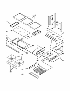 Shelf Parts Diagram and Parts List for 59679543015  Kenmore Refrigerator