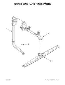 Upper Wash And Rinse Parts Diagram and Parts List for WDF110PABT5  Whirlpool Dishwasher