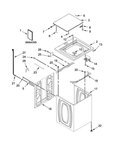 Top And Cabinet Parts Diagram and Parts List for 2DWTW4845EW0  Whirlpool Washer