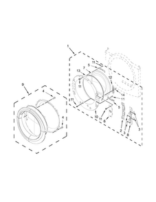 Door Parts Diagram and Parts List for WED71HEDW0  Whirlpool Dryer