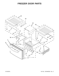 Freezer Door Parts Diagram and Parts List for WRX988SIBW01  Whirlpool Refrigerator