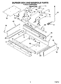 BURNER BOX AND MANIFOLD PARTS Diagram and Parts List for YKDRP467RS00  KitchenAid Range