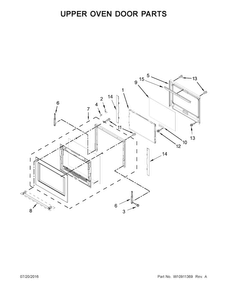 Upper Oven Door Parts Diagram and Parts List for KODE307ESS02  KitchenAid Wall Oven