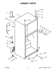 Cabinet Parts 2 Diagram and Parts List for WRT318FZDB07  Whirlpool Refrigerator