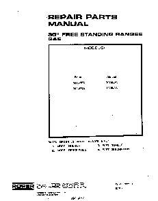 Front Cover Diagram and Parts List for 1415*0A  Roper Range