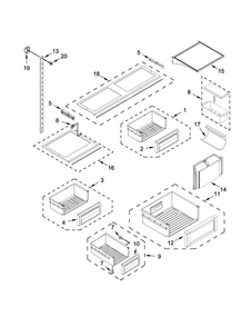 Shelf Parts Diagram and Parts List for KBBR306ESS00  KitchenAid Refrigerator