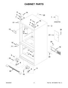 Cabinet Parts Diagram and Parts List for WRF532SNHZ05  Whirlpool Refrigerator