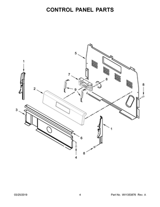 Control Panel Parts Diagram and Parts List for YWFE520S0FS2  Whirlpool Range