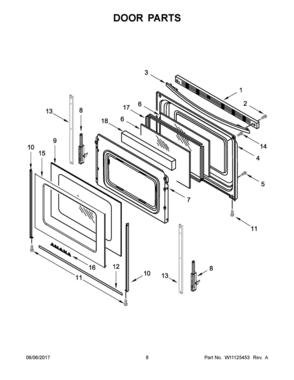 05 - DOOR PARTS Diagram and Parts List for AER6603SFS1  Whirlpool Range