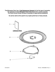 Turntable Parts Diagram and Parts List for YKCMS1655BS0  KitchenAid Microwave