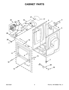 Cabinet Parts Diagram and Parts List for YMED6230HW2  Whirlpool Dryer