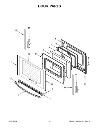 Door Parts Diagram and Parts List for WFG520S0FS1  Whirlpool Range