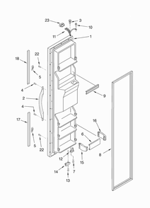 Freezer Door Parts Diagram and Parts List for ED5LHGXNT00  Whirlpool Refrigerator