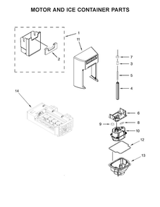 Motor And Ice Container Parts Diagram and Parts List for WRS571CIDM01  Whirlpool Refrigerator