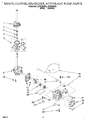 BRAKE, CLUTCH, GEARCASE, MOTOR & PUMP Diagram and Parts List for LST6132BW0  Whirlpool Washer